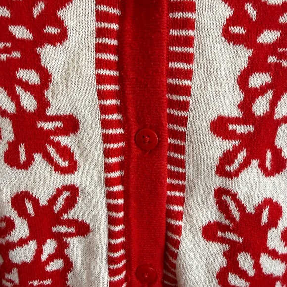 Merona Women's Festive Red and White Cardigan - Picture 5 of 8